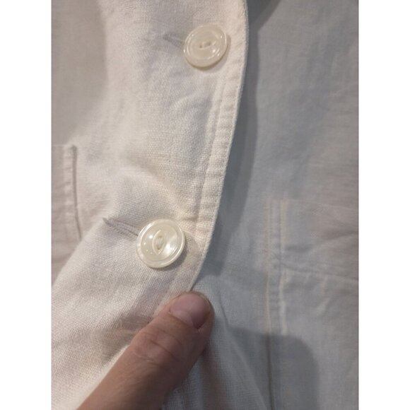 90s Liz Sport Cotton Linen Blazer Womems Sz L French Seams Classic - Picture 4 of 14